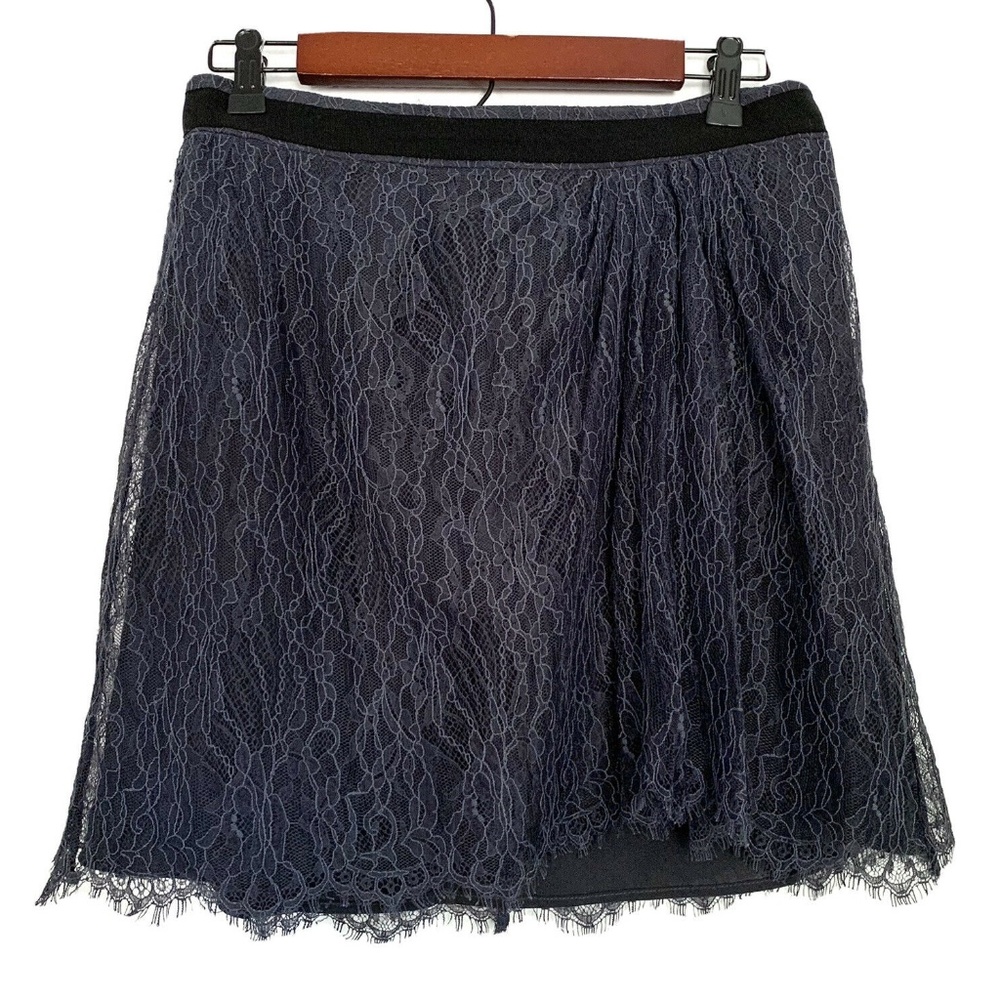 Club Monaco Blue Black Floral Lace Mini Skirt
